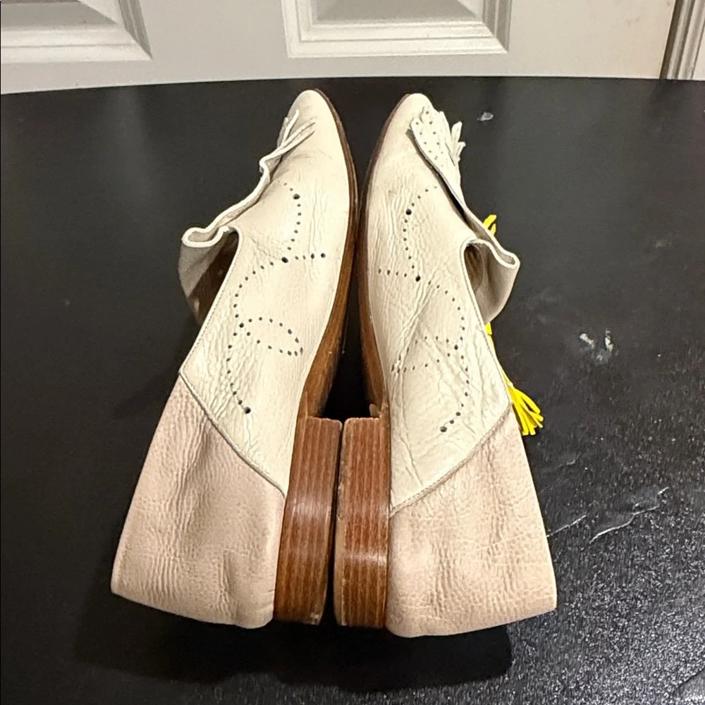 Fratelli Rossetti White and Yellow Tassel calfskin leather Loafers size 8